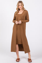 Camel Ribbed Cardigan 2 Piece Set