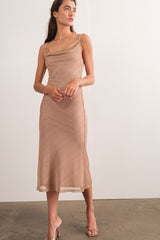 Copper Metallic Cami Midi Dress