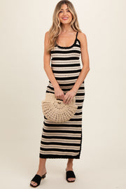 Beige Patterned Sleeveless Maternity Maxi Dress