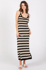 Beige Patterned Sleeveless Maternity Maxi Dress