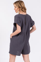 Charcoal Gauze Short Sleeve Romper