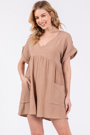 Mocha Gauze Short Sleeve Romper