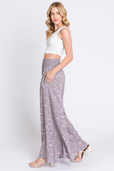 Lavender Floral Smocked Wide Leg Pants