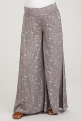 Lavender Floral Smocked Wide Leg Maternity Pants