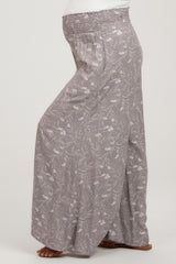 Lavender Floral Smocked Wide Leg Maternity Pants