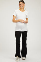 Black Flare Leg Fold Over Maternity Leggings