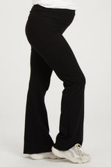 Black Flare Leg Fold Over Maternity Leggings