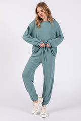 Sage Soft Knit Brushed Long Sleeve Maternity Lounge Set