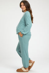 Sage Soft Knit Brushed Long Sleeve Maternity Lounge Set