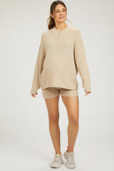 Beige Sweater and Short Maternity Set