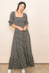 Black Floral Criss Cross Maternity Maxi Dress