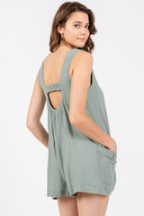 Light Olive Back Cutout Romper