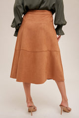 Cocoa Faux Suede Midi Skirt