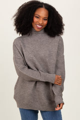 Grey Turtleneck Maternity Sweater