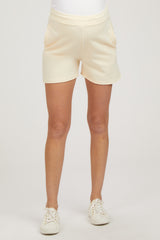 Cream Raw Edge Maternity Sweat Shorts