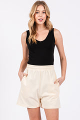 Cream Raw Edge Maternity Sweat Shorts