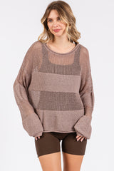 Mocha Crochet Knit Long Sleeve Maternity Cover-Up