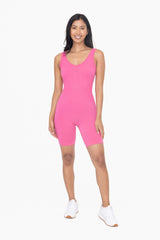 Fuchsia Ribbed Sleeveless Fitted Romper