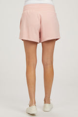 Pink Fleece Maternity Shorts