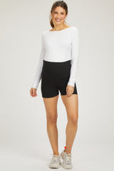 Black Ribbed Maternity Shorts