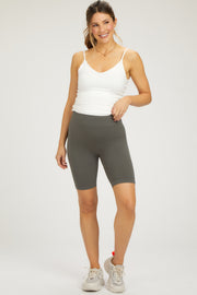 Charcoal Rib Knit Maternity Biker Shorts