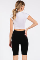 Black Rib Knit Biker Shorts