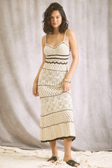 Cream Contrast Trim Crochet Maternity Maxi Swim Cover Up