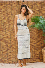 Cream Contrast Trim Crochet Maternity Maxi Swim Cover Up