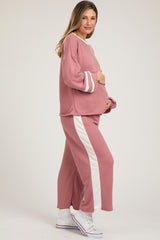 Mauve Striped Long Sleeve Maternity Set