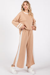 Taupe Striped Long Sleeve Maternity Set