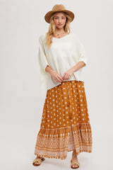 Rust Floral Button Front Maternity Maxi Skirt