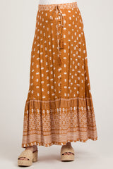 Rust Floral Button Front Maternity Maxi Skirt