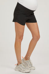 Black Side Mesh Active Maternity Shorts