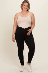 Black Crossover Maternity Plus Leggings