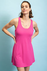 Fuchsia Tennis Racerback Maternity Romper Dress