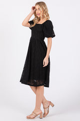 Black Lace Square Neck Dress