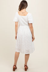 Ivory Lace Square Neck Maternity Dress