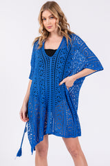 Royal Blue Crochet Knit Maternity Swim Cover Up