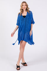 Royal Blue Crochet Knit Swim Cover Up