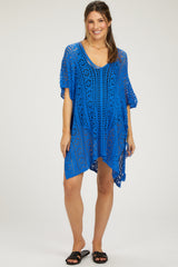 Royal Blue Crochet Knit Maternity Swim Cover Up