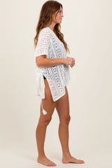 White Crochet Knit Swim Cover Up