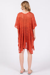 Rust Crochet Knit Swim Cover Up