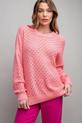 Pink Knit Long Sleeve Maternity Top