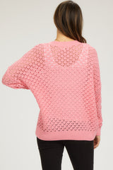 Pink Knit Long Sleeve Maternity Top