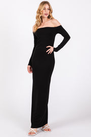 Black Off Shoulder Long Sleeve Maxi Dress