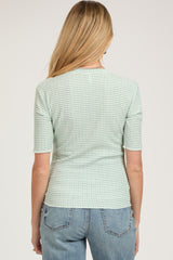 Mint Green Striped Short Sleeve Maternity Top