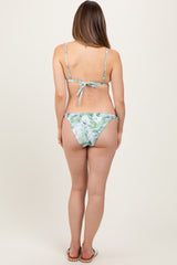 Green Leaf Print Maternity Bikini Set