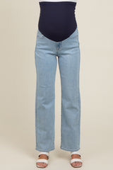 Light Blue Relaxed Straight Leg Maternity Jeans