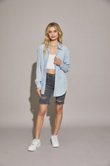 Light Blue Denim Button Up Top