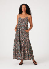 Black Printed Maternity Maxi Dress